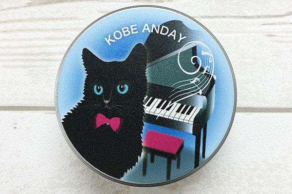 ミニ缶　ピアノ黒猫