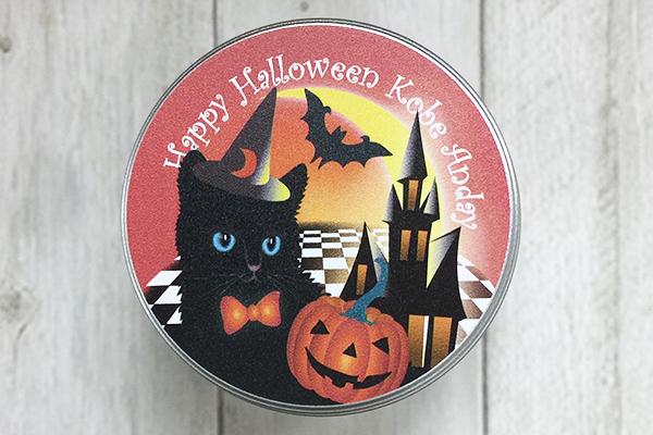 ハロウィン　ミニ缶黒猫