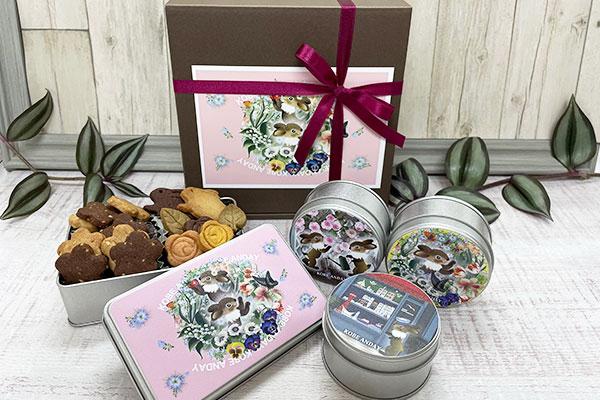 ウサギ 花（角缶1丸缶3)セット